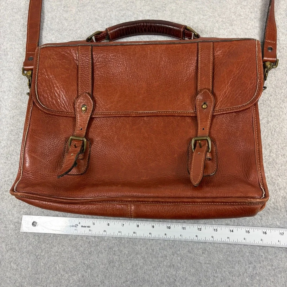 Levenger Tusting Clipper Full Grain Leather Messenger Briefcase Made In England